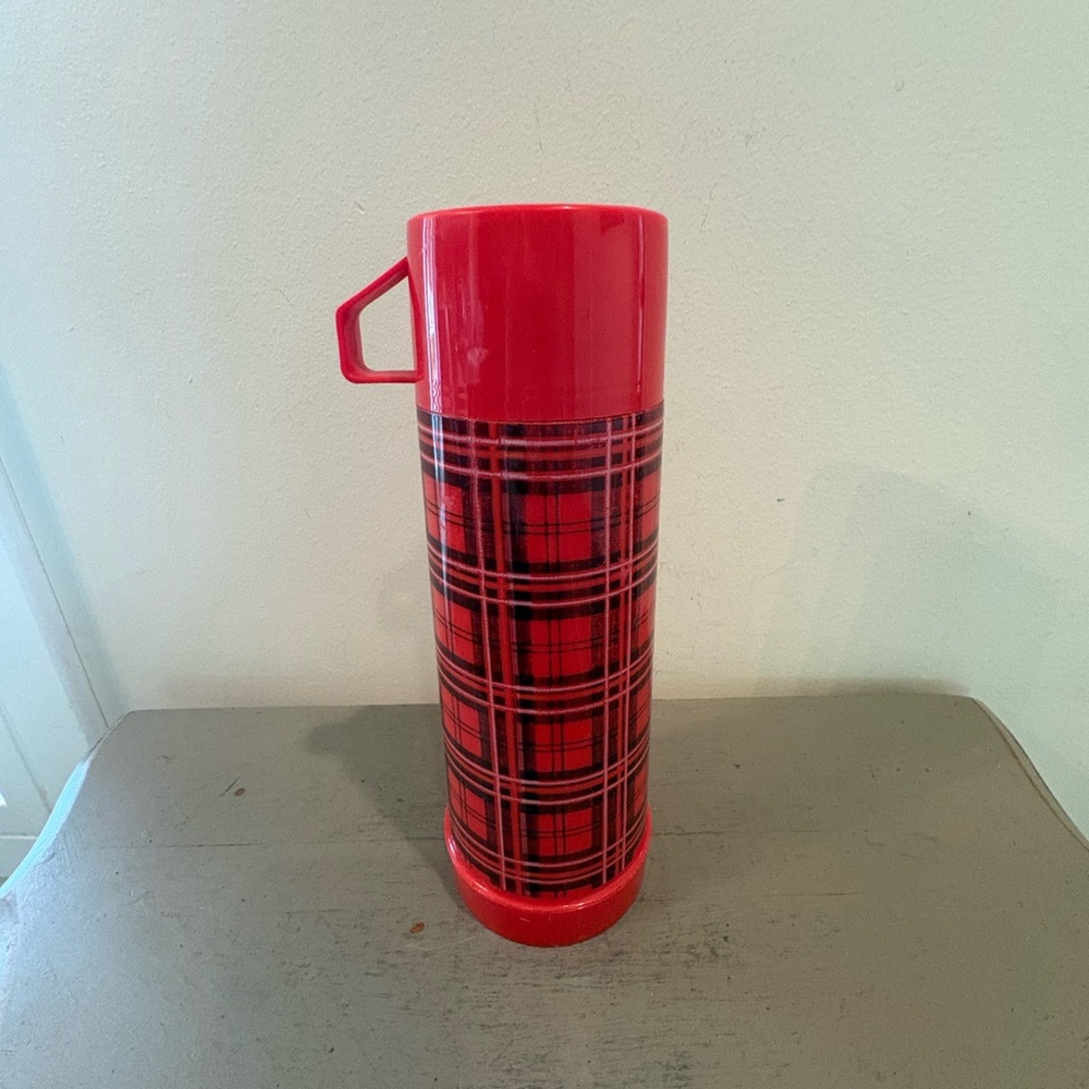 VTG Thermos Red Plaid Tartan Pint Thermos